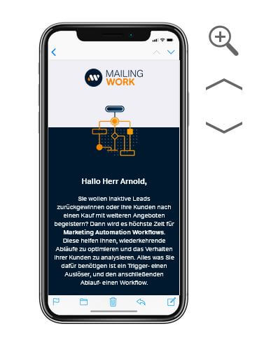 Screenshot mobile ansicht mailingwork newsletter 2021