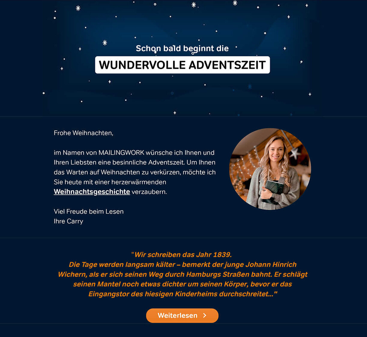 Weihnachts e-mail geschichte