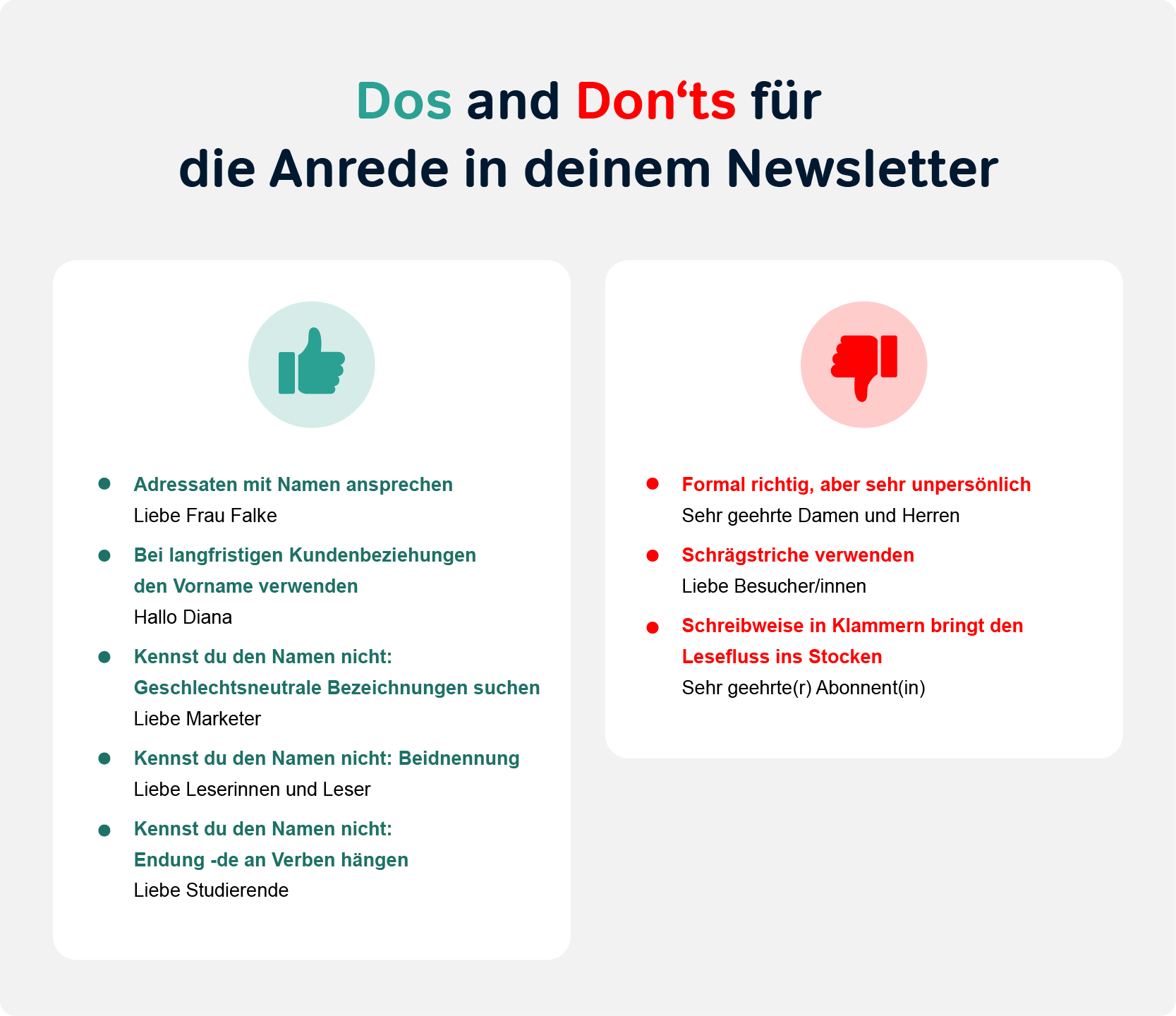 Do's and don'ts für die anrede in deinem newsletter i mailingwork